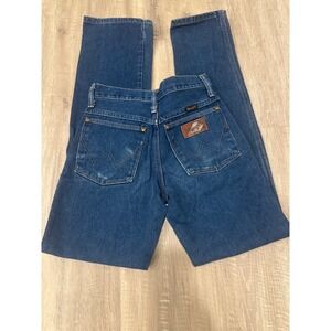 Wrangler Women's Vintage Jeans 28x36 Straight Leg Dark Wash USA Made 25x32 70's